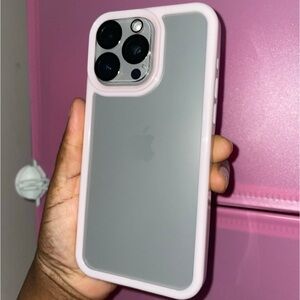 iPhone 15 pro max baby pink border glossy case